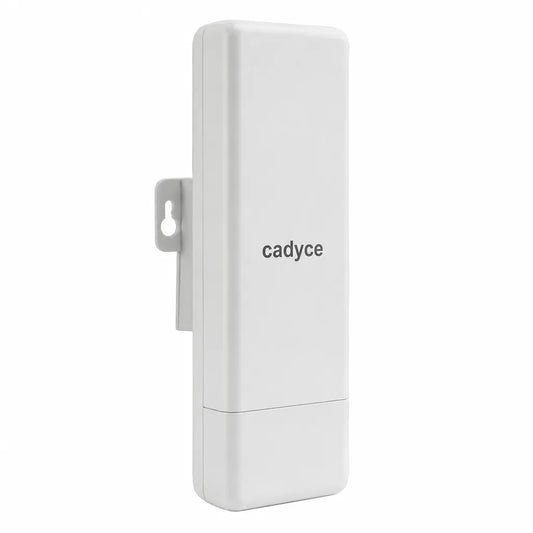 Cadyce CA-RAPO150 150Mbps Wireless N Outdoor AP Router with PoE and 12dBi Antenna left angle view for outdoor wireless networking.