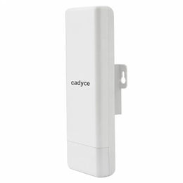 Cadyce CA-RAPO150 150Mbps Wireless N Outdoor AP Router with PoE and 12dBi Antenna right angle view on white background.