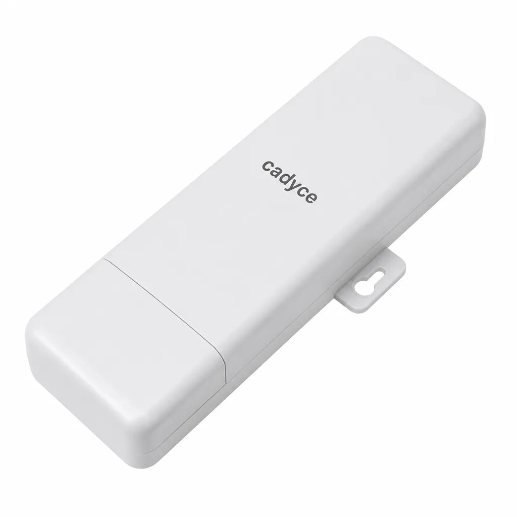 Top left perspective of Cadyce CA-RAPO150 150Mbps Wireless N Outdoor AP Router with PoE and 12dBi Antenna.