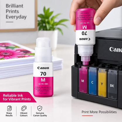 Refilling Canon PIXMA Printer Tank with Canon GI-70 Magenta Original Ink Bottle -tpstech.in