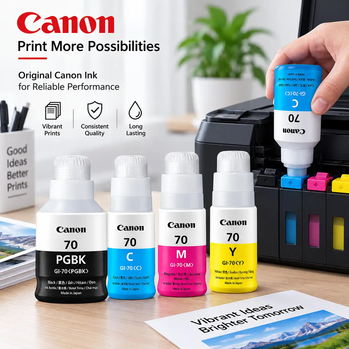 Refilling Canon PIXMA Printer Ink Tank with Canon GI-70 Original Ink Bottle Bundle Set -tpstech.in