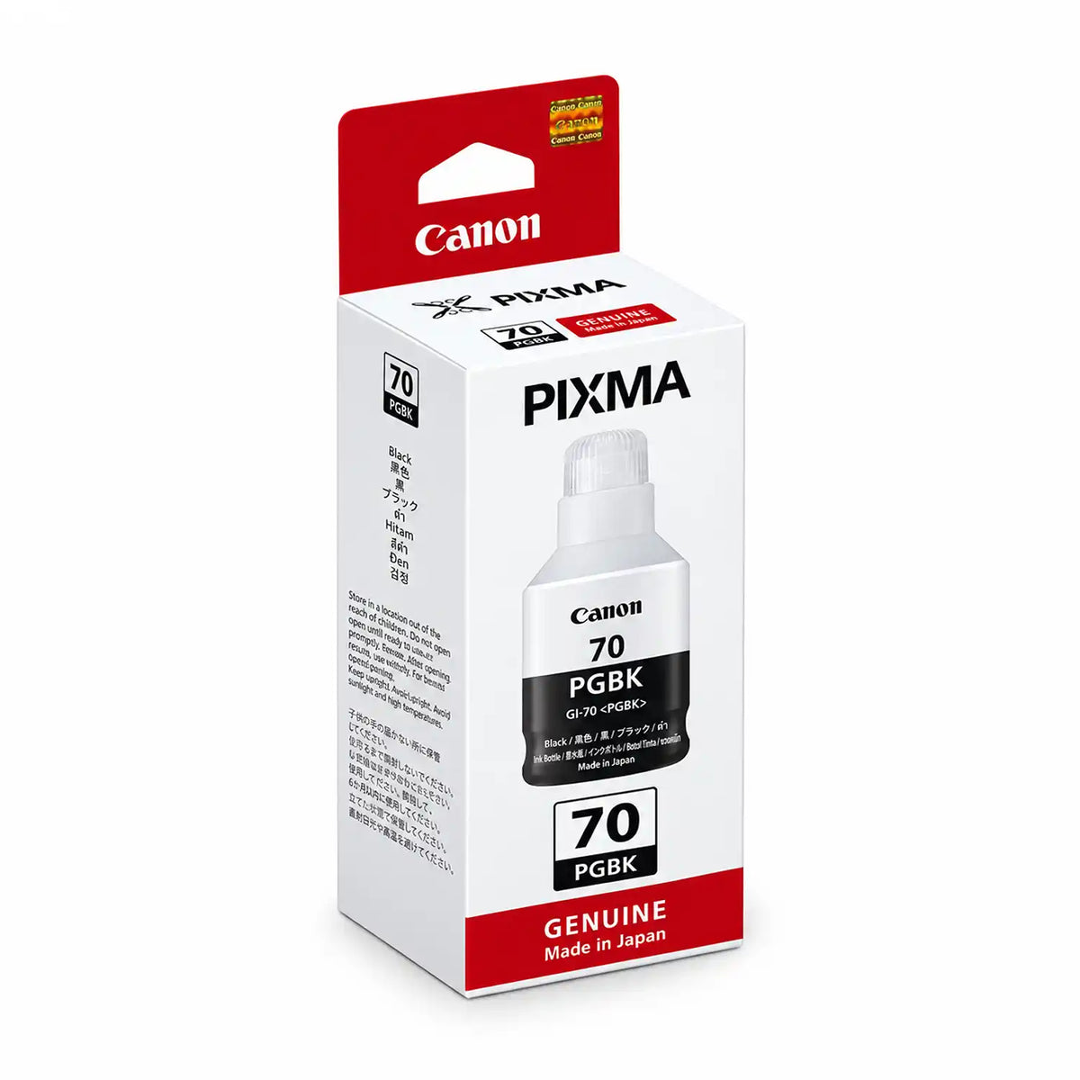 Canon GI-70 PGBK Genuine Ink Bottle Packaging Box Angled View -tpstech.in