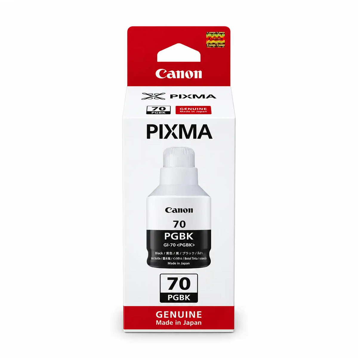 Canon GI-70 Pigment Black 170ml Original Ink Bottle Retail Packaging Box Front View -tpstech.in