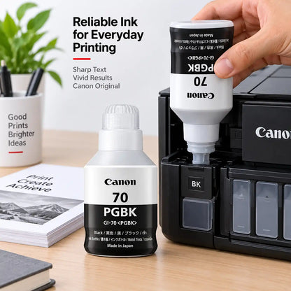 Refilling Canon PIXMA Printer Ink Tank with Canon GI-70 Pigment Black Original Ink Bottle -tpstech.in