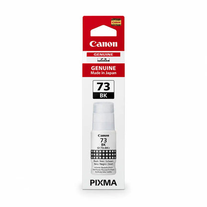 Front View of Canon GI-73 BK Genuine Black Ink Bottle Retail Box -tpstech.in