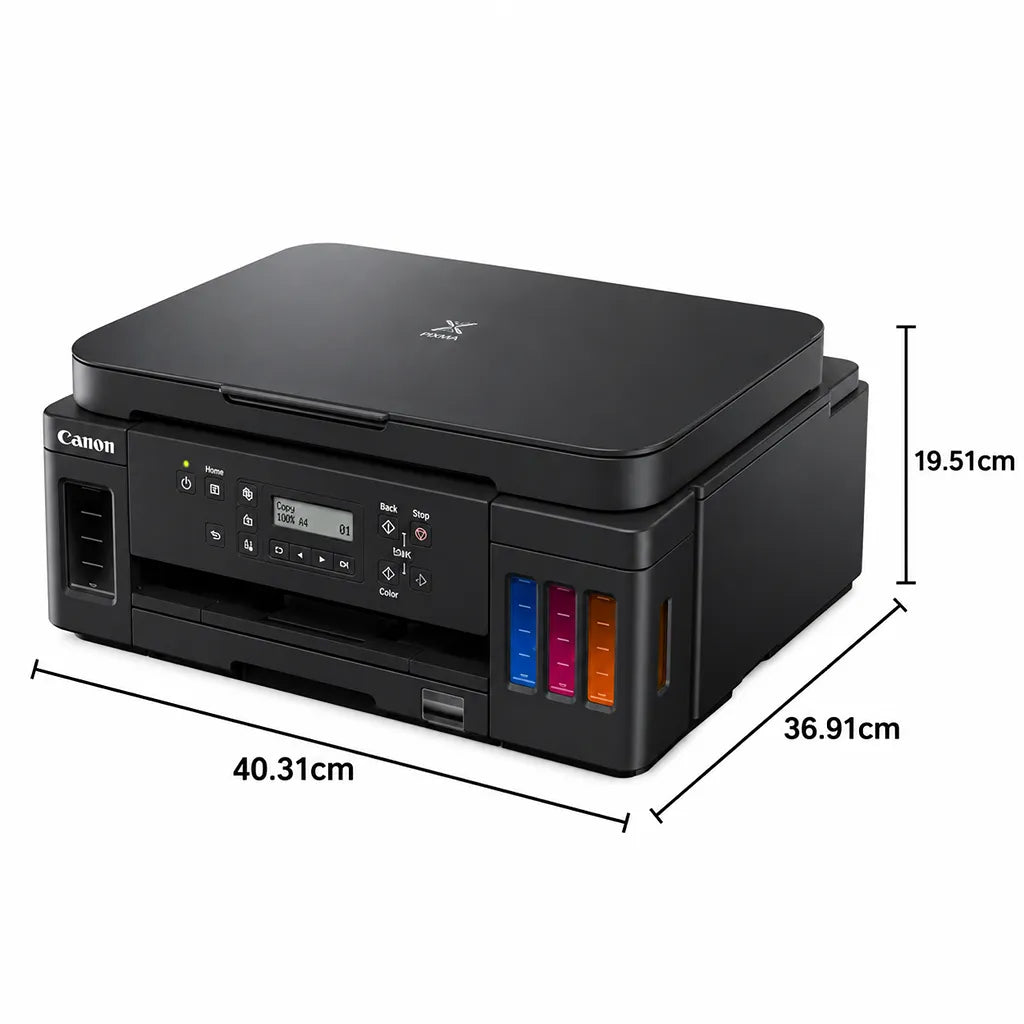 Canon imageCLASS MF274dn printer showing product dimensions and compact office laser printer design -tpstech.in