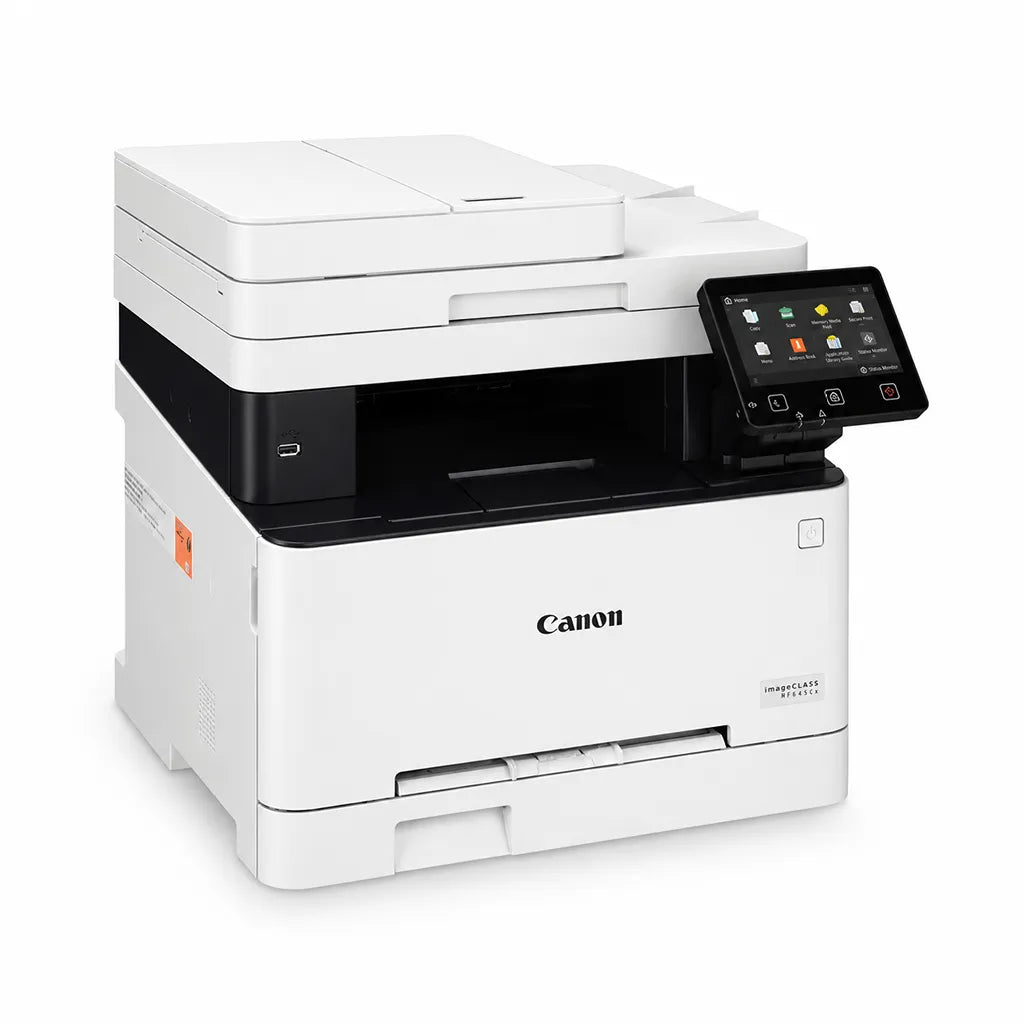 Canon imageCLASS MF645Cx colour laser multifunction printer front view with touchscreen control panel -tpstech.in