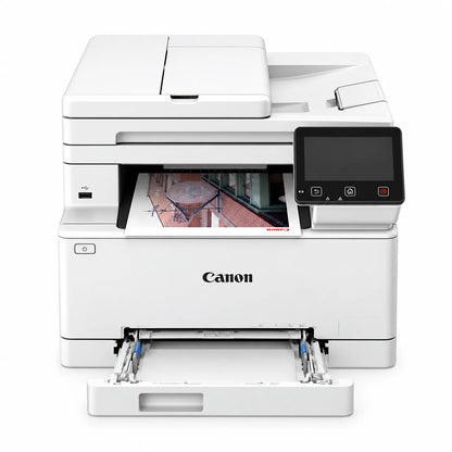 Canon imageCLASS MF664Cdw Colour Laser Multifunction Printer front view with extended lower paper cassette tray -tpstech.in