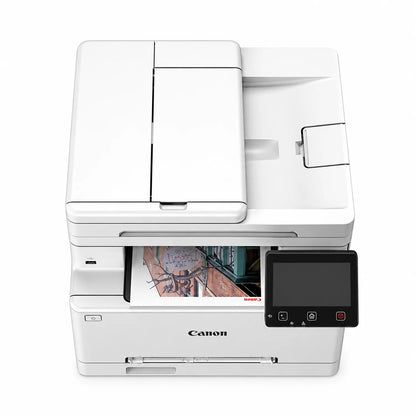 Canon imageCLASS MF664Cdw Colour Laser Multifunction Printer top angle view showing printed document output -tpstech.in
