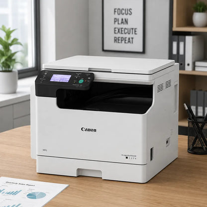 Canon imageRUNNER 2224 A3 monochrome multifunction office printer shown in a professional workspace -tpstech.in