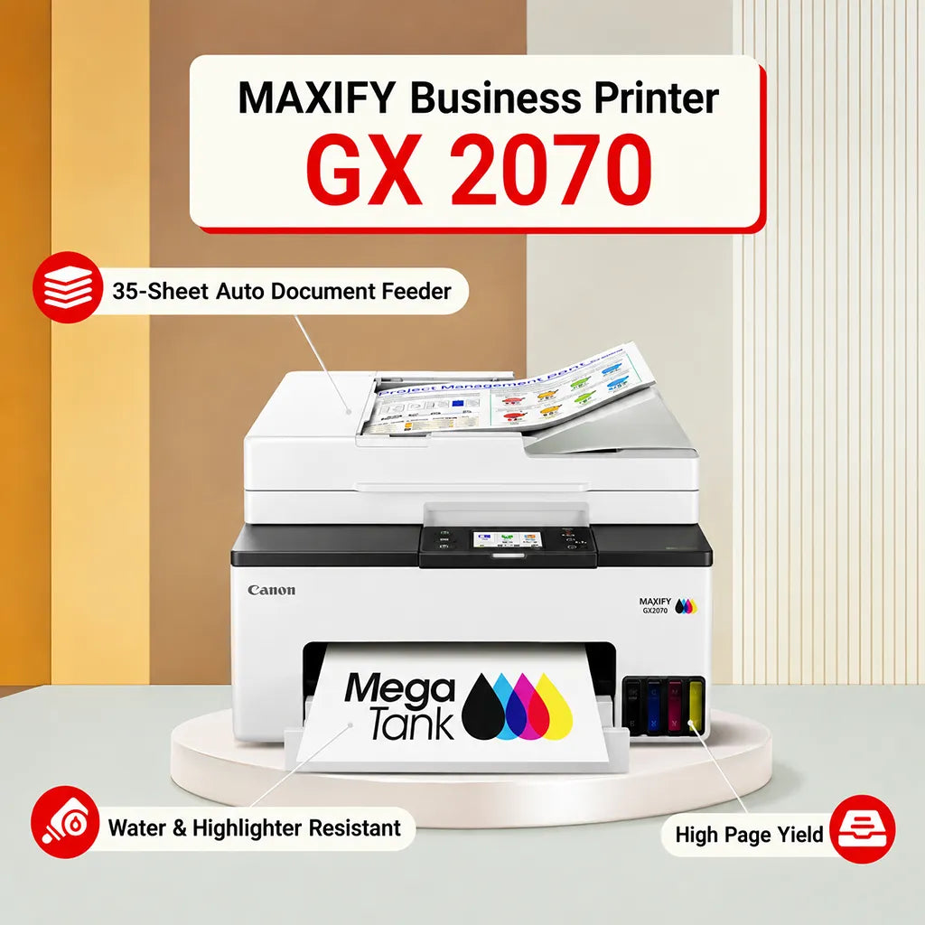 Canon MAXIFY GX2070 colour ink tank printer with 35-sheet automatic document feeder and high page yield -tpstech.in
