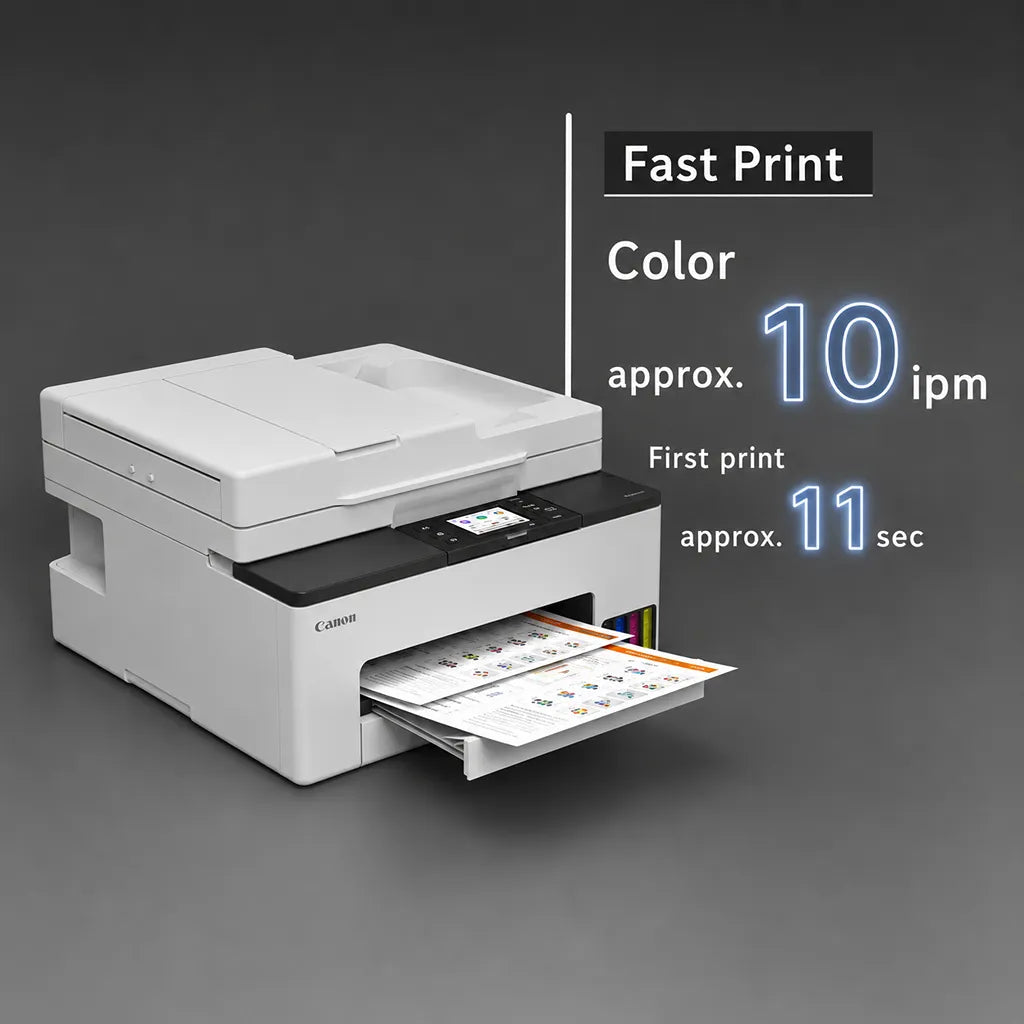 Canon MAXIFY GX2070 fast colour printing at approximately 10 ipm with automatic paper output -tpstech.in