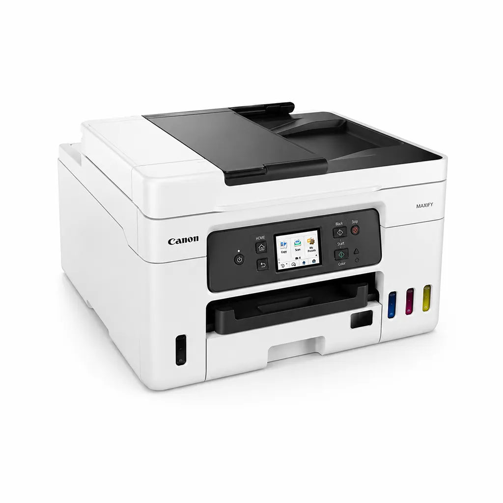 Canon MAXIFY GX4070 angled view colour ink tank multifunction printer with ADF and refillable ink tanks -tpstech.in