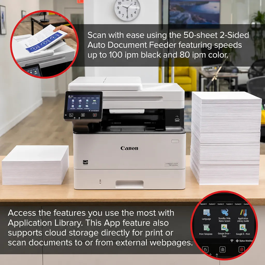 Canon MF465dw wireless laser printer with 50-sheet two-sided automatic document feeder for high-speed scanning -tpstech.in