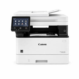 Canon MF465dw monochrome laser printer front view with colour touchscreen display and automatic document feeder -tpstech.in