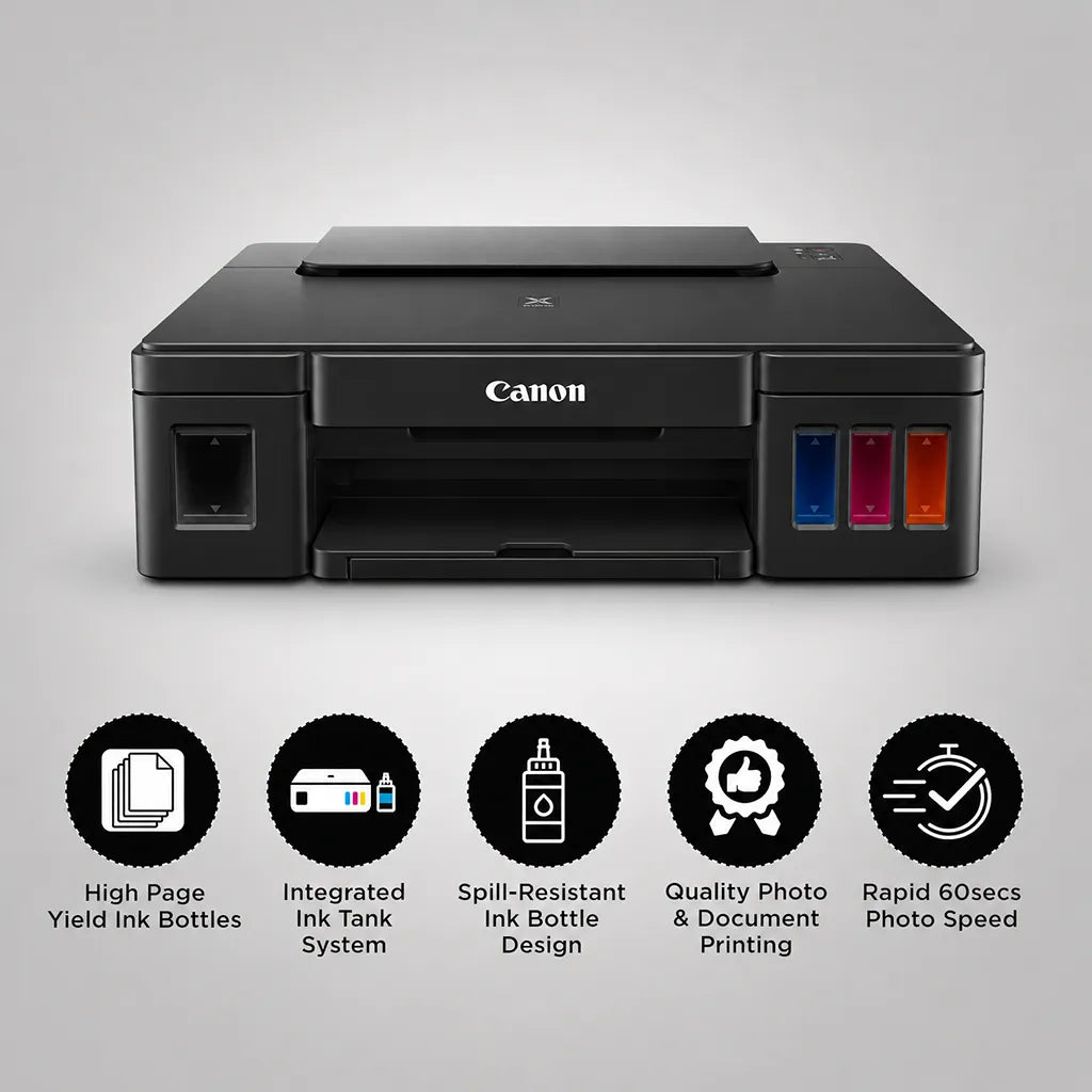 Canon PIXMA G1010 high page yield ink tank printer with integrated ink tank and photo printing features -tpstech.in