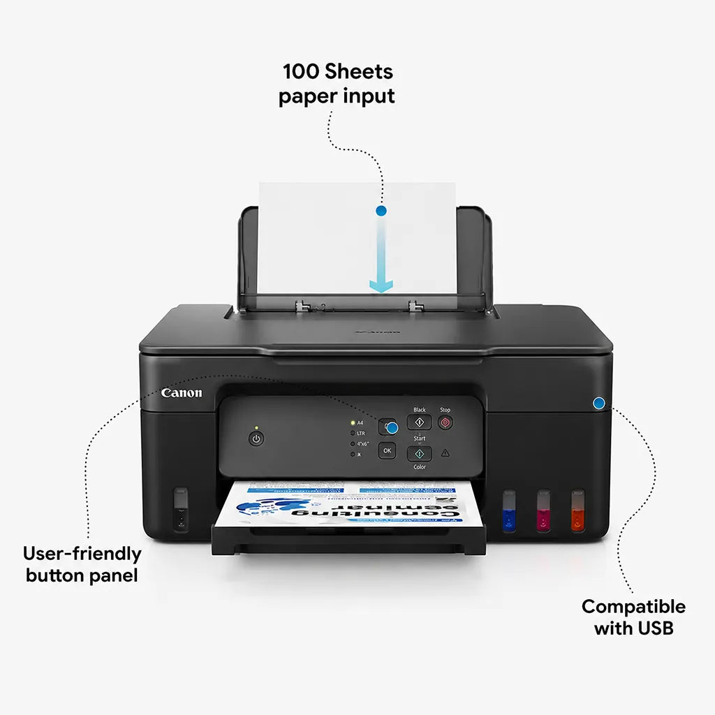 Canon PIXMA G2730 colour ink tank printer with 100-sheet paper input and USB connectivity -tpstech.in