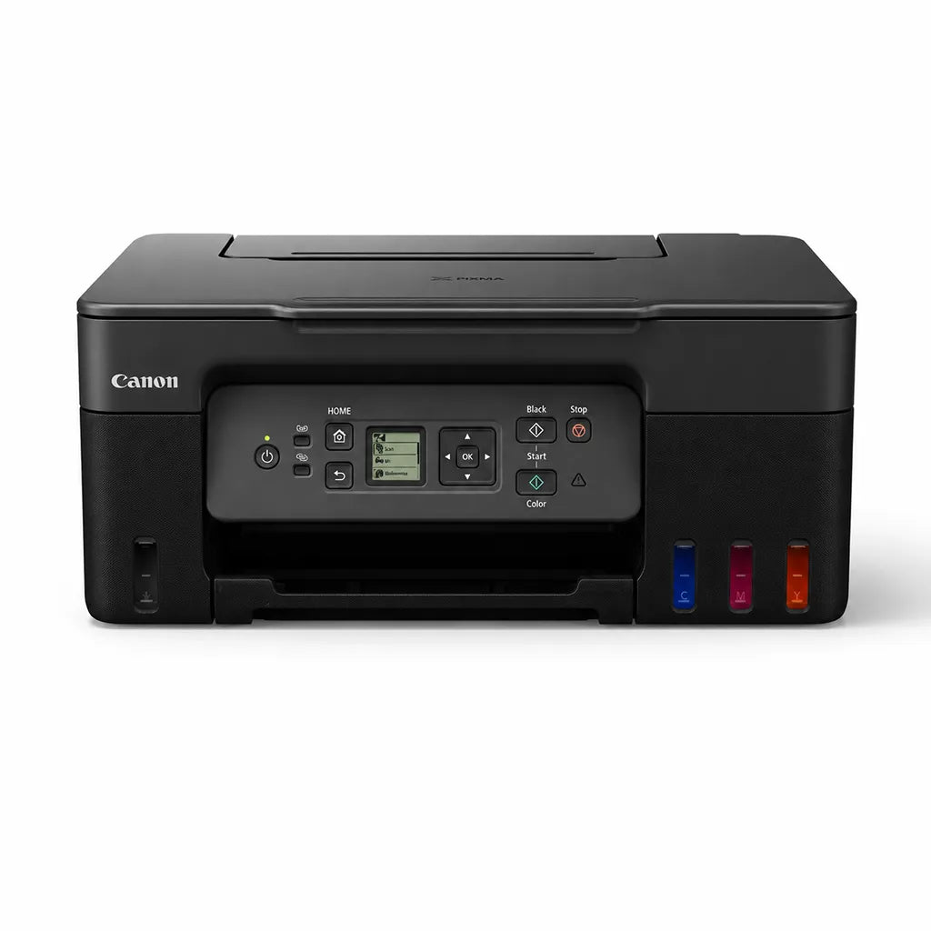 Canon PIXMA G3770 front view showing control panel and integrated color ink tanks -tpstech.in