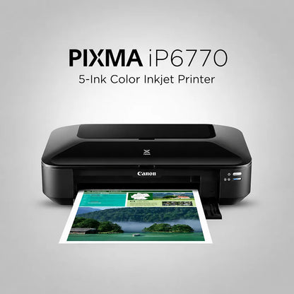 Canon PIXMA iX6770 5-ink colour inkjet printer front view with printed photo -tpstech.in