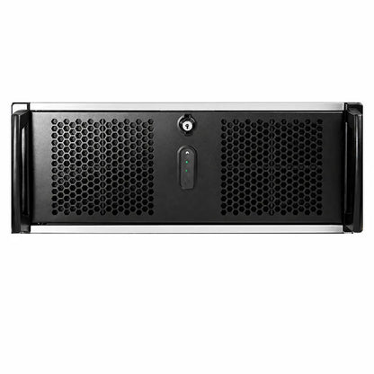 Chenbro RM41300 4U High Performance Industrial Server Chassis with E-ATX front view featuring dual ventilation panels, security lock, and status LEDs -tpstech.in