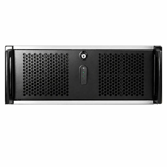 Chenbro RM41300 4U High Performance Industrial Server Chassis with E-ATX front view featuring dual ventilation panels, security lock, and status LEDs -tpstech.in