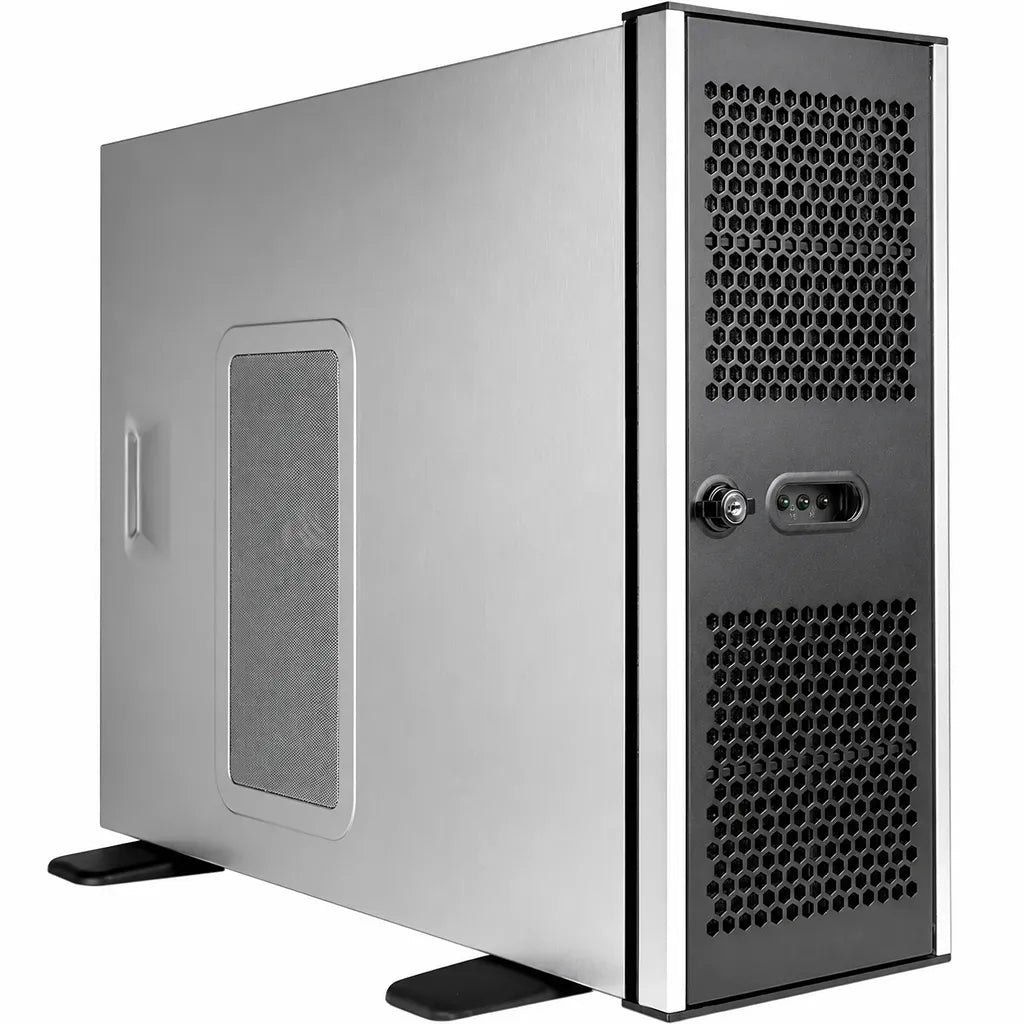 Chenbro RM41300 4U High Performance Industrial Server Chassis with E-ATX side perspective view showing industrial server enclosure and front ventilation grille -tpstech.in