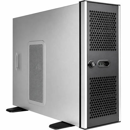 Chenbro RM41300 4U High Performance Industrial Server Chassis with E-ATX side perspective view showing industrial server enclosure and front ventilation grille -tpstech.in