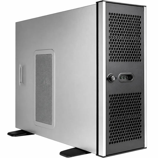 Chenbro RM41300 4U High Performance Industrial Server Chassis with E-ATX side perspective view showing industrial server enclosure and front ventilation grille -tpstech.in