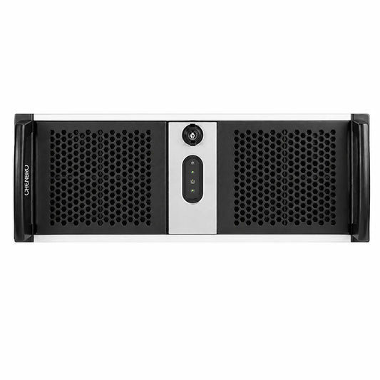 Chenbro RM42300 4U rackmount server chassis front view featuring ventilated front panel, security lock and USB connectivity -tpstech.in