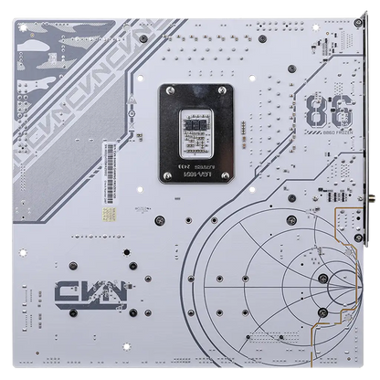 Colorful CVN B860M GAMING FROZEN V20 Wi-Fi 6 Intel B860 LGA1851 DDR5 mATX Motherboard back PCB view with LGA1851 socket backplate and circuit layout -tpstech.in
