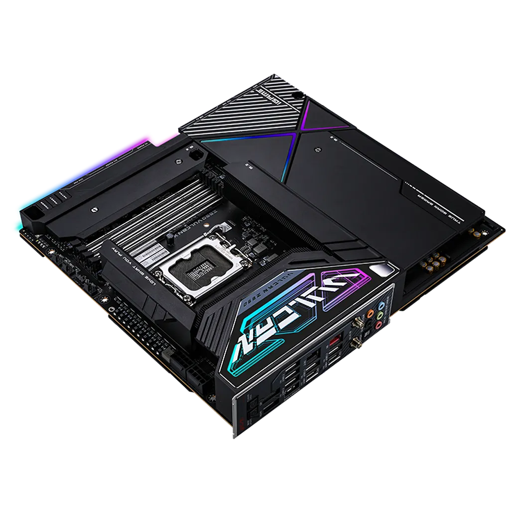 Colorful iGame Z890 VULCAN X V20 motherboard angled rear I/O view with USB4, dual LAN, and WiFi 7 connectivity -tpstech.in