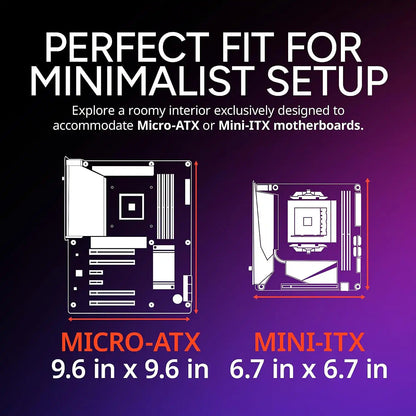 Motherboard compatibility diagram illustrating Micro-ATX and Mini-ITX form factor support for Cooler Master Elite 301 Lite -tpstech.in