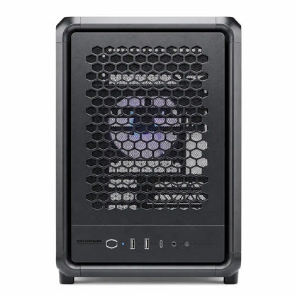 Cooler Master Master Frame 400 Mesh Tempered Glass Micro-ATX Open-Frame PC Case front mesh panel and I/O ports view -tpstech.in