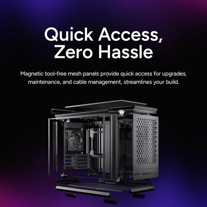 Cooler Master Master Frame 400 Mesh tempered glass Micro-ATX open-frame PC case with tool-free mesh panel access for easy upgrades and cable management -tpstech.in