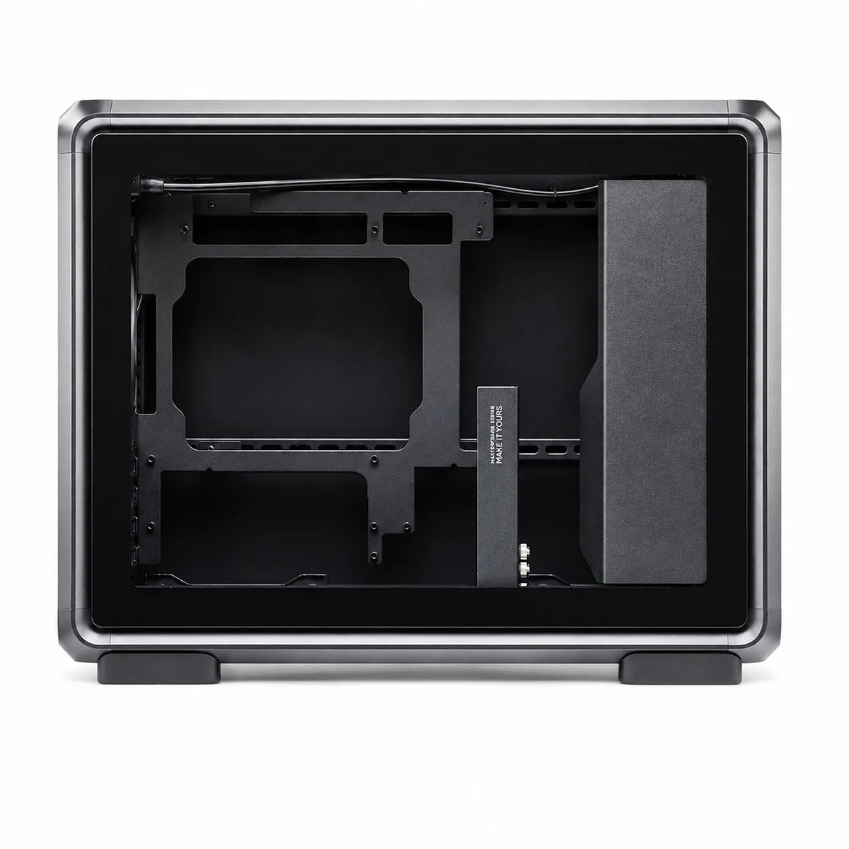 Cooler Master Master Frame 400 Mesh Tempered Glass Micro-ATX Open-Frame PC Case open-frame chassis side view -tpstech.in