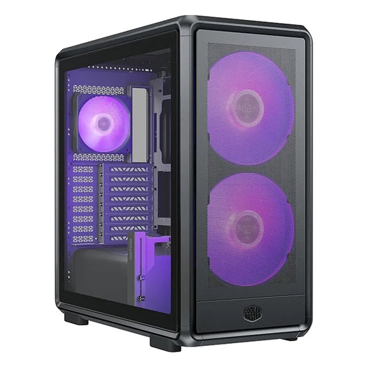 Cooler Master MasterFrame 600 Mesh ARGB Open-Frame E-ATX Mid Tower PC Case Black with installed RGB gaming components in a complete PC build -tpstech.in