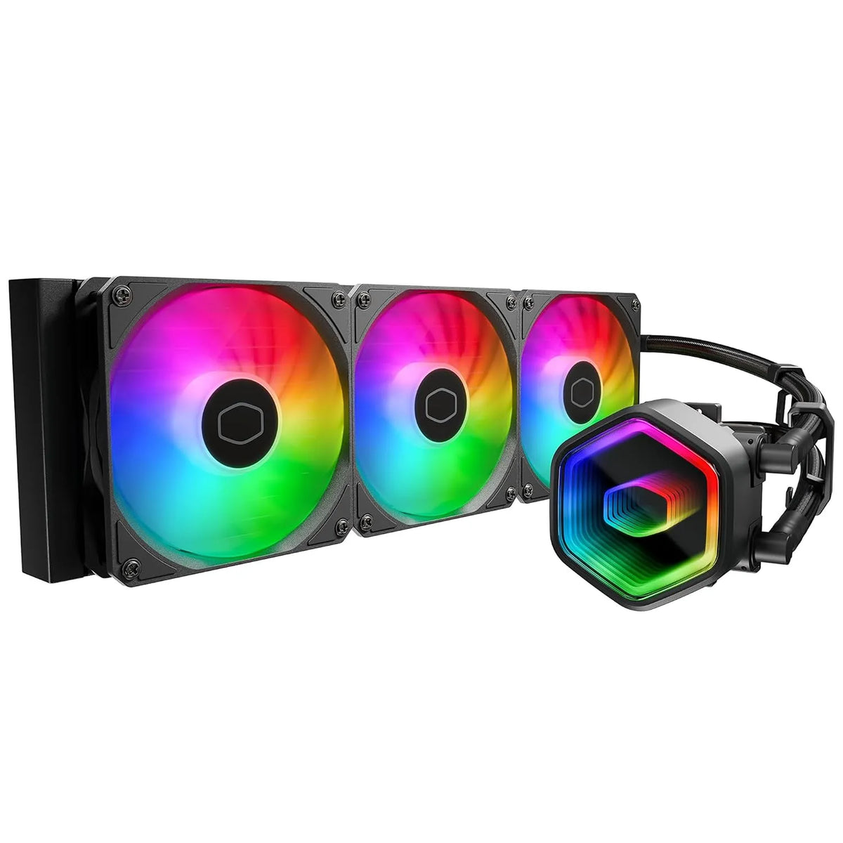 Cooler Master MasterLiquid 360 Core II ARGB Liquid CPU Cooler Black with 360mm radiator and triple ARGB fans -tpstech.in