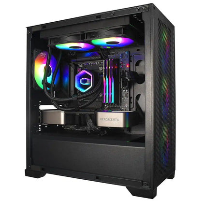 Cooler Master MasterLiquid 360 Core II ARGB Liquid CPU Cooler Black installed in a gaming PC with RGB lighting -tpstech.in
