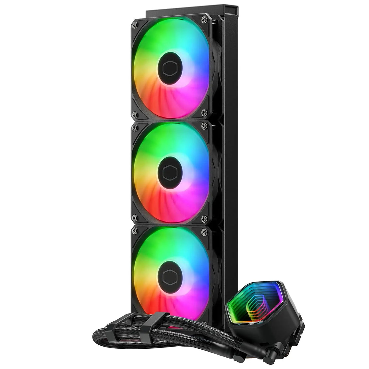 Cooler Master MasterLiquid 360 Core II ARGB Liquid CPU Cooler Black triple fan radiator and ARGB pump assembly -tpstech.in