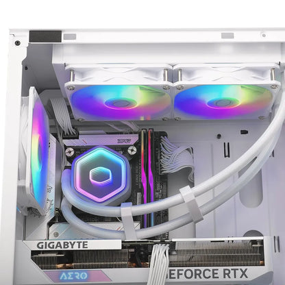 Cooler Master MasterLiquid 360 Core II ARGB 360mm AIO CPU Liquid Cooler White Radiator Fans and Pump Installation View -tpstech.in