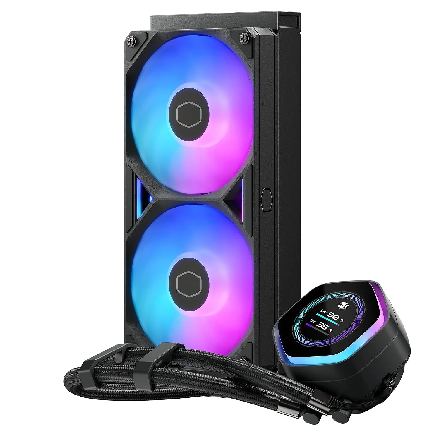 Cooler Master MasterLiquid Atmos II 240mm LCD ARGB AIO liquid CPU cooler with dual ARGB fans and radiator -tpstech.in