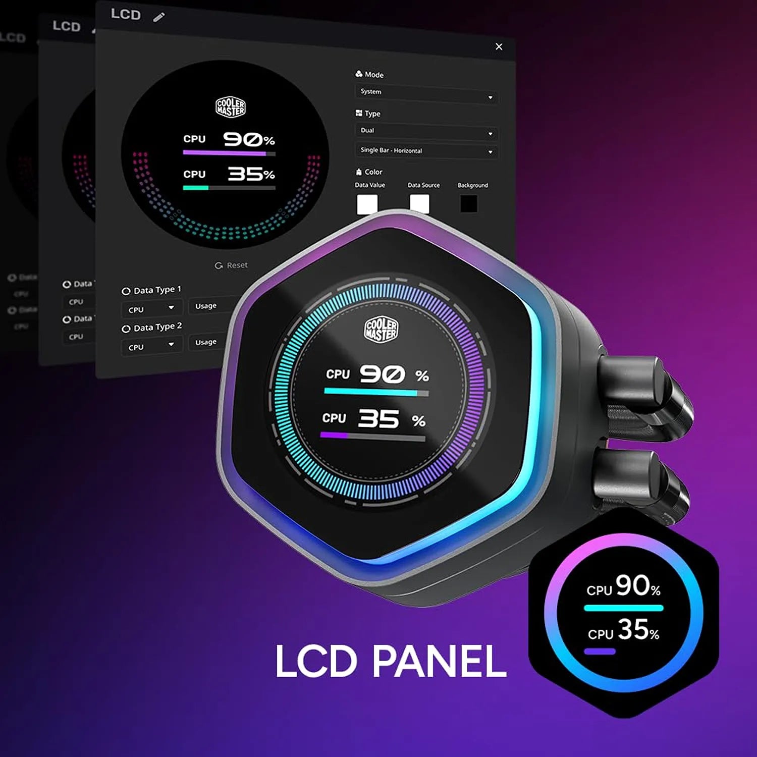 Cooler Master MasterLiquid Atmos II 240mm AIO liquid CPU cooler customizable LCD panel with system monitoring -tpstech.in
