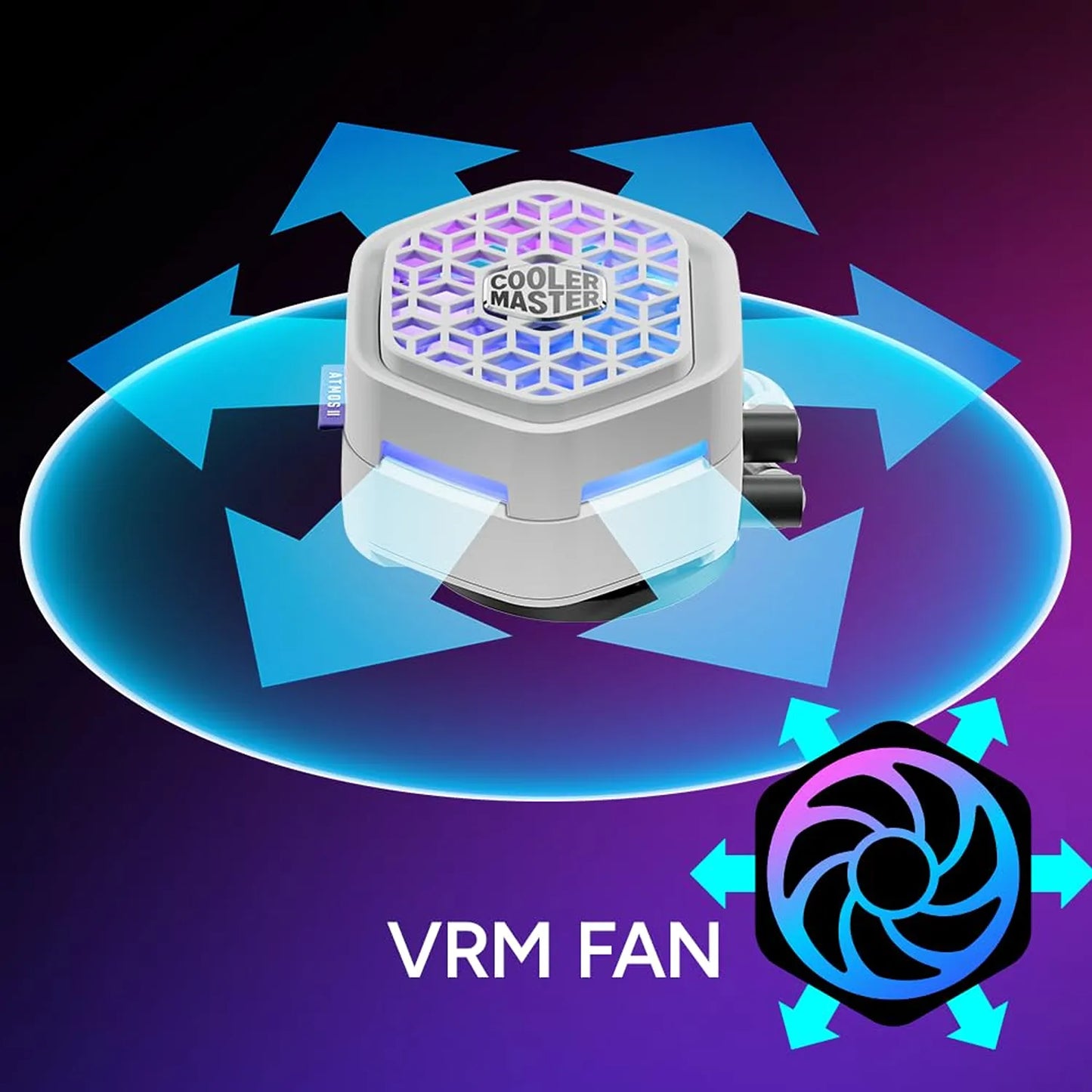 Cooler Master MasterLiquid Atmos II 360mm White AIO liquid CPU cooler integrated VRM fan cooling -tpstech.in