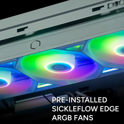 Cooler Master MasterLiquid Atmos II 360mm LCD ARGB AIO liquid CPU cooler with pre-installed SickleFlow Edge ARGB fans – Black -tpstech.in