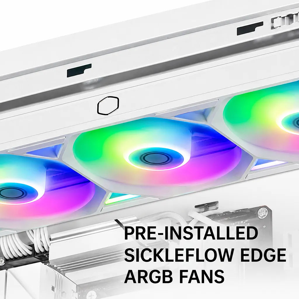 Cooler Master MasterLiquid Atmos II Pixel LED 240mm ARGB AIO Liquid CPU Cooler White featuring pre-installed SickleFlow Edge ARGB fans -tpstech.in