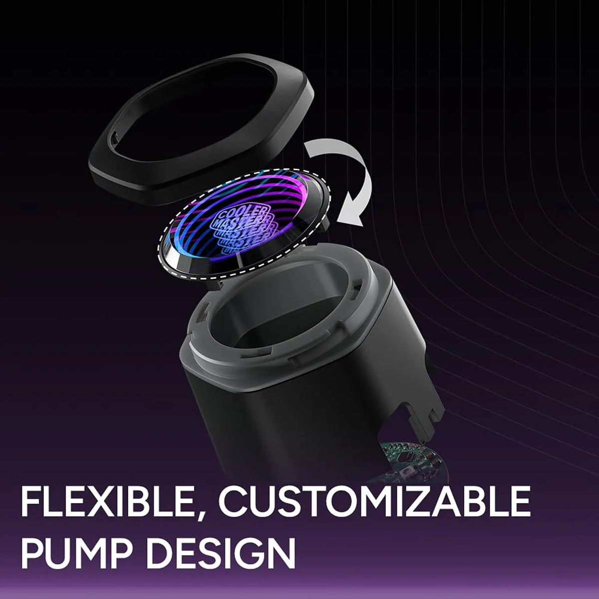 Cooler Master MasterLiquid Core Nex 240 ARGB AIO Liquid CPU Cooler flexible customizable pump design -tpstech.in