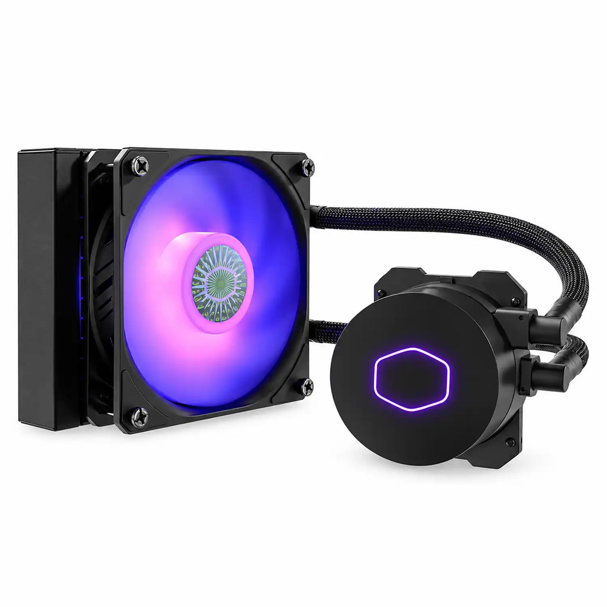 Cooler Master MasterLiquid ML120L V2 RGB 120mm CPU Liquid Cooler Front View with Pump Block -tpstech.in