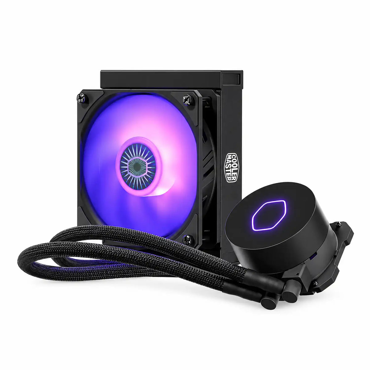 Cooler Master MasterLiquid ML120L V2 RGB 120mm CPU Liquid Cooler Radiator and Pump View -tpstech.in
