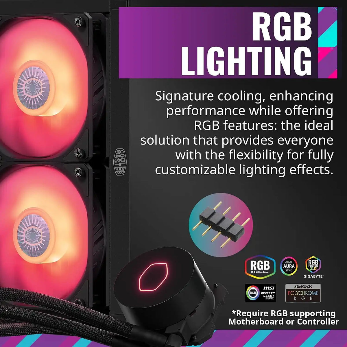 Cooler Master MasterLiquid ML120L V2 RGB 120mm CPU Liquid Cooler RGB Lighting Features -tpstech.in