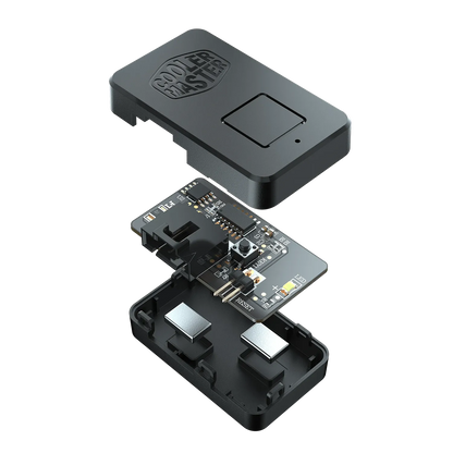 Cooler Master Mini Addressable RGB LED Controller exploded view showing housing PCB and magnets -tpstech.in